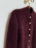 MQTIME  -  Women's Casual Fuzzy Knit Cardigan Sweater Crew Neck Long Sleeve Button Front Cropped Mohair Soft Warm Winter Outerwear