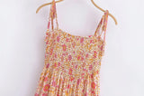 MQTIME  -  Straps Boho Dress Sleeveless Floral Printing Beach Dress Rayon A-line Lace-up Maxi Vestidos Gypsy Summer Dress