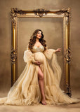 MQTIME  -  Gold Prom Maternity Dresses Women Sequin Sweetheart Pregnancy Photography Party Gown Split Maternity Robes Photos Customized