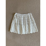 MQTIME  -  Spring Womens Lace Hollow Embroidery Floral Butt Curtain Skirt Fashionable Layered Over Skirt Casual Chiffon Mini Skirt