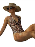 MQTIME  -  Sexy Leopard Animal Printing  Bodysuits for Women Chic Backless  Sleeveless Bather Bathing Female Summer Lady Bodycon Beachwear