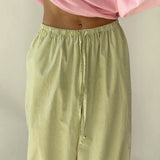 MQTIME  -  Women's Striped Wide Leg Pants Lace Trim Cuff Elastic Waist Drawstring Casual Loose Long Trousers Summer Boho Cute Pants