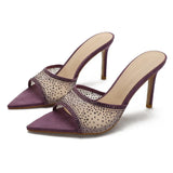 MQTIME  -  New European and American Style Fine-heeled High-heeled Slippers Women's Pointed Outer Wear Fashionable Women's Slippers
