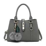 MQTIME  -  Women Fashion Hairball Shopper Totes Solid Color PU Leather Large Capacity Handbag Ladies Luxury Designer Crossbody Shoulder Bag