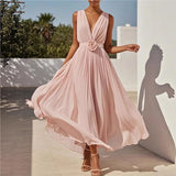  MQTIME  -  Elegant Women Dress Spring Summer Fashion Sleeveless Cinched Waist Long Maxi Dresses Bodycon Streetwear Soft Vestidos 2026