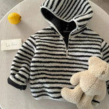 MQTIME  -  Children Girls Sweatshirt Striped Thicken Warm Toddler Girls Woolen Pullovers New Winter Versatile Kids Baby Girls Hoodies