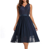 MQTIME  -  Summer New Elegant Dresses Women Plus Size Women Elegant Evening Wedding Lace  Chiffon High Low Dress Female Clothing
