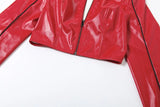  MQTIME  -  Leather PU Jacket Women Crop Varsity Baseball Coats Y2K Streetwear Winter Fall Black Cyber Racer Jackets Coats