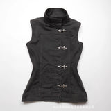 MQTIME  -  New new Chinese retro design single-breasted stand-up collar sleeveless sweet cool women's vest top