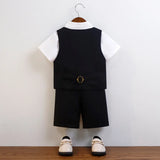MQTIME  -  Children Boy Summer Cool Green Suit Kids Boys Vest Shirt Shorts Bowtie Ceremony Costume Formal Boys Breathable Slim Wedding Suit