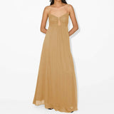 MQTIME  -  Elegant Women High Waist Boho Dress Summer Holidays Sleeveless Suspender Long Dress Sexy Low Cut Backless Pleated Evening Dress