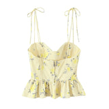  MQTIME  -  Chic Elegant Corset Top Backless Short Cami Tops New Summer Fashion Floral Printed Sexy Party Night Tops