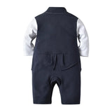 MQTIME  -  Spring Fall Outfits Baby Boy Clothes Fashion Gentleman Tie Long Sleeve Cotton Jumpsuits Newborn Romper Toddler Costume BC2481