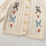 MQTIME  -  New autumn baby clothing, 0-3 year old female baby, knitted sweater embroidered long sleeved jacket