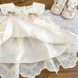 MQTIME  -  New Summer Children Clothes 1-5Yrs Kids Princess Dresses Sleeveless Cotton Lace Splicing Baby Girl Party Dress