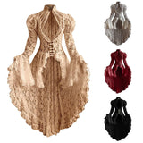 MQTIME  -  Gothic Lolita Dress Vintage Lace Patchwork Ruffle Hem Dress Punk Bell Sleeves See Through Dresses Princess Court Costumes