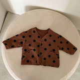 MQTIME  -  Baby Children's Jacket 1-8Y Korean New Polka Dot V-Neck Coat for Boys Girls 2025 Sring  Kid's Outwear Loose Casual Cardigan Top