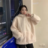 MQTIME  -  Autumn Winter Women Hoodies Solid Color Thicken Warm Jackets Casual Hooded Coats Zipper Sweatershirt Female Lamb Wool Outerwear