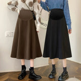 Mqtime Workplace Cotton Long Fashion Maternity Half Skirts for Pregnant Large Size Pregnancy New Arrival Women Clothes