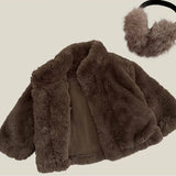 MQTIME  -  Boys' Coat Autumn and Winter New Children's Wear Korean Style Boys and Girls Foreign Style Fur Integrated Velvet Warm Coat