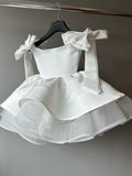 MQTIME  -  2025 New Style White Pettiskirt Big Bow Girl Princess Dress