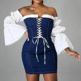  MQTIME  -  European and  Dresses Sexy One-word Shoulder Tight Hip Skirt Cross-border AliExpress Foreign Trade Women's Clothing Cw76010