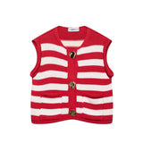 MQTIME  -  Striped Knit Waistcoat Women Summer Casual Sleeveless Women's Tank Top With Button European Style Female Chic Tops