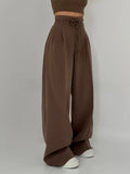  MQTIME  -  Fashion Y2K Wide Leg Long Pant For Women Elegant Elastic High Waist Double Drawstring Baggy Pant Office Lady Loose Suit Trousers