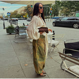 MQTIME  -  Women Camouflage Cargo Long Pants High Waist Wide Leg Drawstring Hem Baggy Trousers Autumn Casual Chic Vintage Streetwear