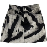  MQTIME  -  Korean Women's Denim Skirts New High Waist Slim Personalized Pattern Denim Skirt with Raw Edges A-line Half Skirt