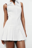 MQTIME  -  Women's Blouses Dress Turn Down Collar Solid Color Straight Sport Dresses Mujer Regular Fit White Causal Vestidos
