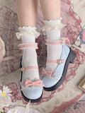 MQTIME  -  Lolita Kawaii Mary Janes Shoes Women Autumn Japanese Style Bow Sweet Cute Sandals Female Pure Color Lace Designer Shoes 2024 New