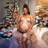 MQTIME  -  Puffy Ruffles Tulle Maternity Dresses To Photo Shoots Fluffy Tulle Robe Bridal Prom Gowns Women Dress Long Layered Elegant
