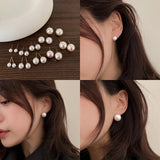 Mqtime Retro French Freshwater Pearls Stud Earrings Autumn Winter Trendy Vintage Female Simple Classic Pearl Earrings Jewelry