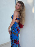  MQTIME  -  Dress Women Printed Spaghetti Strap Maxi Dresses Women Drawstring Neck Slim Fit Bodycon Casual Summer Beach Party Streetwears
