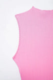  MQTIME  -  Women Elegant Solid Mini Dress Turtleneck Backless Sleeveless Slim Dresses Summer Woman Party Pink Ball Gown Dress