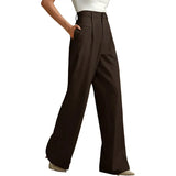 MQTIME  -  Elegant High Waist Wide Leg Women's Casual Spring Summer Loose Business West Pants Female Fashionable Commute Polyester