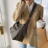 Mqtime Women Shoulder Bags Fashion New Vintage Large Capacity Texture Totes Solid Color Simple Commute All-Match Crossbody Bags