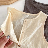 MQTIME  -  Kids Tee Clothing Set Linen Vest And Shorts Boys Girls 2 Pcs Suit Summer Children Outwear Clothes