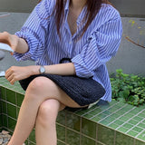 MQTIME  -  Korean Sle Women's Long Sve irt Inner Wear Base Layer Stripe Overlap Spring Autumn New Arrival Commute Top