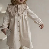  MQTIME  -  New Autumn Children Clothes 2-6 Yrs Baby Girl Party Dress Long Sleeved Cotton Solid Color Kids Princess Dresses
