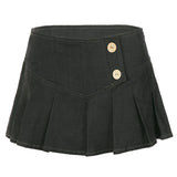 MQTIME  -  American Streetwear Vintage Solid High Waist A-LINE Folds All Match Skirts