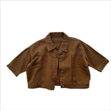  MQTIME  -  Autumn New Children Long Sleeve Coat Solid Boys Casual Cargo Jacket Fashion Girls Vintage Cardigan Cotton Kids Clothes