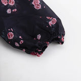 MQTIME  -  Fashion Floral Print Women's Mini Dress V Neck Puff Sleeve Elegant Patchwork Party Evening Gala Dress Female Dresses