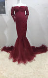  MQTIME  -  Long Sleeve Maternity Dresses for Photo Shoot Sexy Off Shoulder Lace Pregnancy Maxi Gown Dresses Pregnant Women Photography Prop