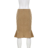 MQTIME  -  Vintage Embroidery Midi Skirts Female High-waist Side Split Fishtail Skirts Summer New Commute Streetwear Women's Skirt