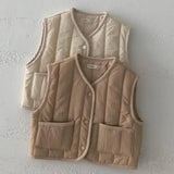MQTIME  -  Korean Infant Girls Vest Solid Color Thicken Warm Toddler Girls Waistcoat New Winter Versatile Round Neck Kids Girls Vest