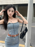 MQTIME  -  Denim Suspender Dress For Women'S Summer New French Retro Design With Personalized