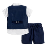 MQTIME  -  Gentleman Wedding Flower Boys Clothes 1 2 3 4 5 6Y Baby Summer Corsage Vest Formal Cotton Outfit Kids Solid Birthday Costume