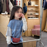 MQTIME  -  Spring New Children Long Sleeve T Shirts Fashion Girls False Two Piece T Shirts Kids Casual Tops Baby Boy Cotton Tees